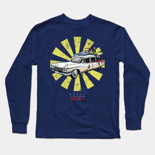 Ghostbusters Ecto 1 Retro Japanese Long Sleeve T-Shirt by Nova5